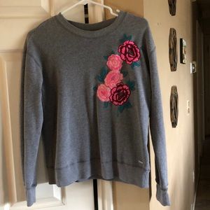 Hollister rose embroidered sweater